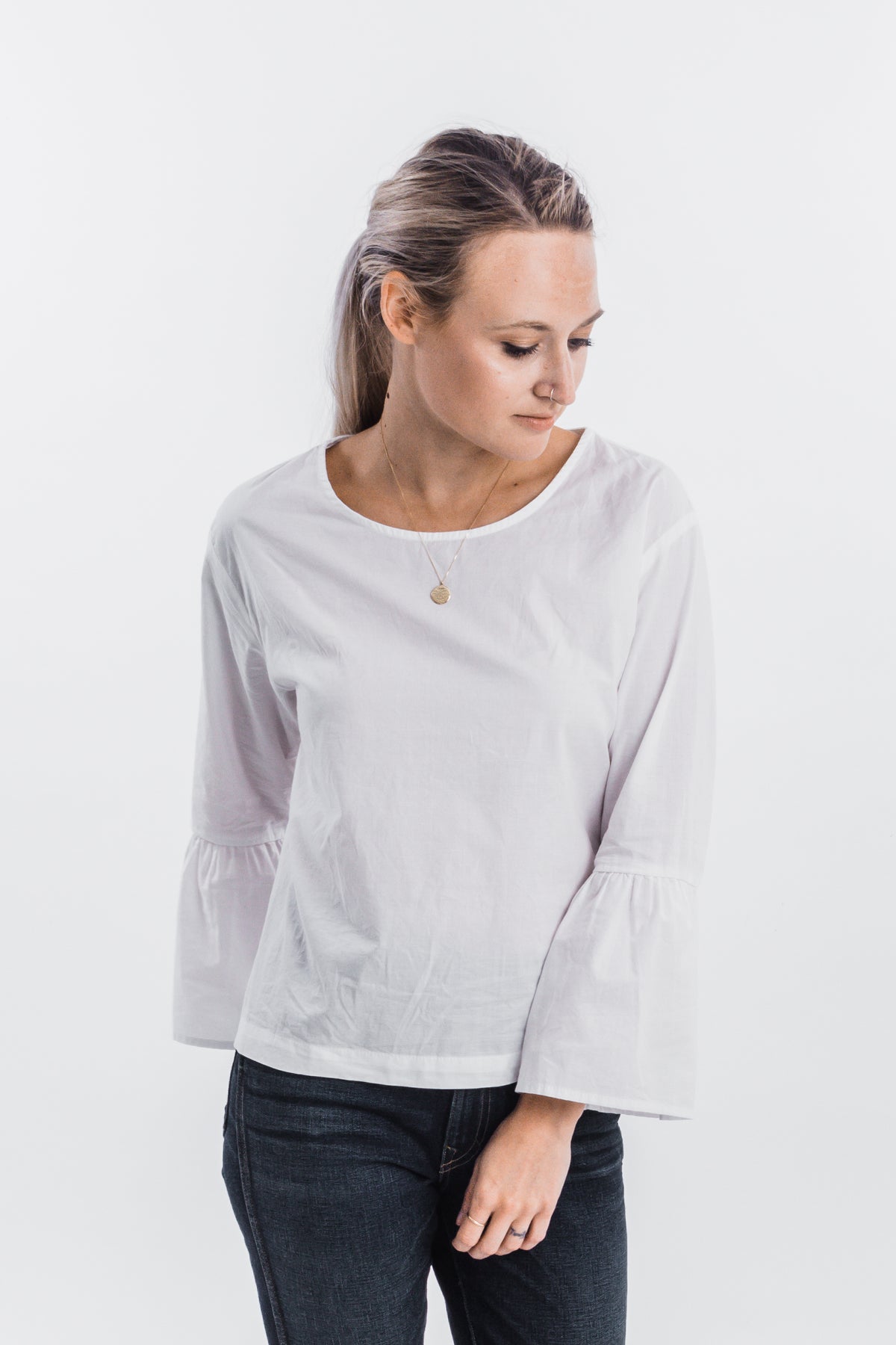 It Is Well L.A. - Bell Sleeve Blouse - White | Joon + Co. Women&#39;s Tops